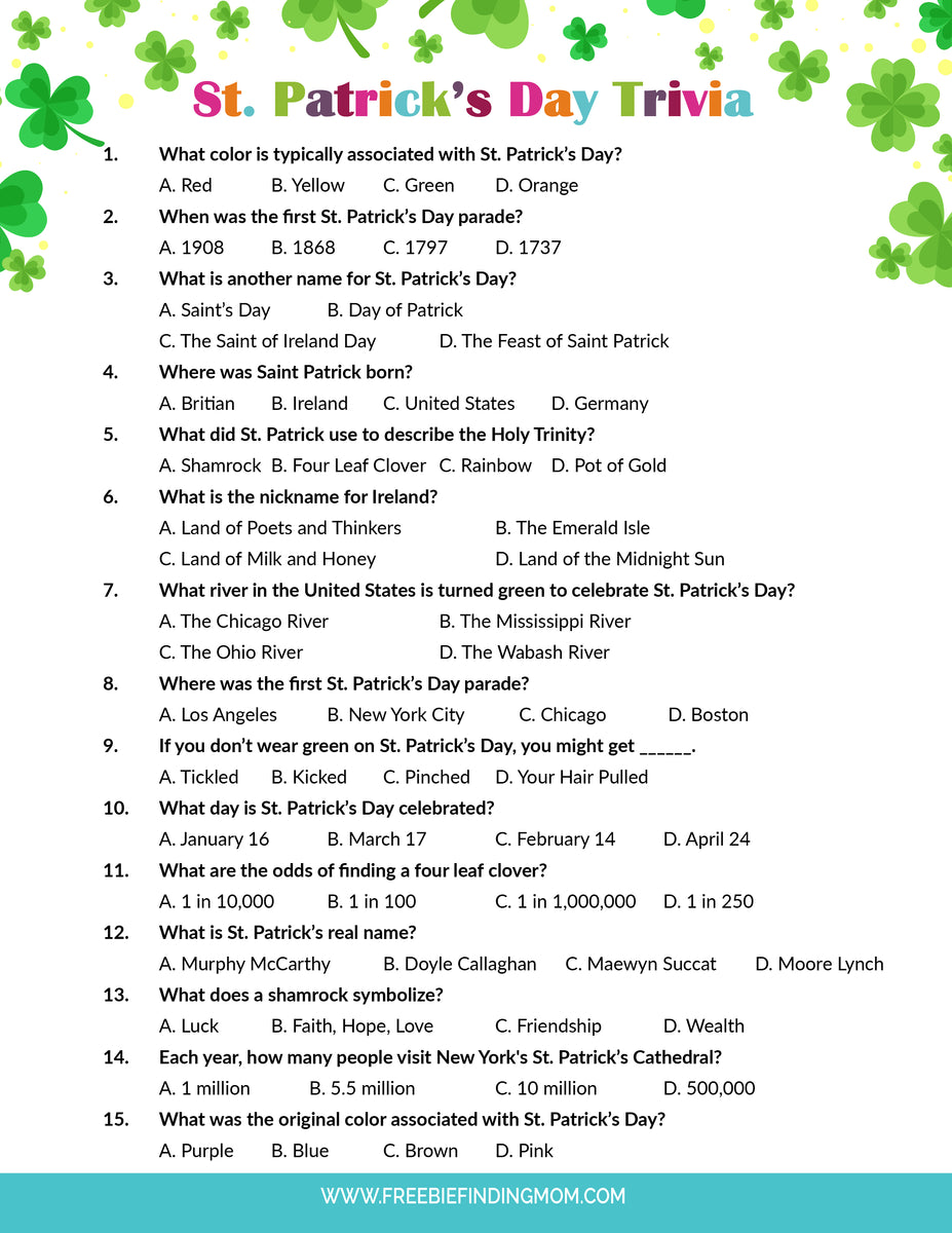 st-patrick-s-day-trivia-questions-and-answers for Free Printable Quiz Questions And Answers St. Patrick's Day Trivia Questions and Answers for Free Printable Quiz Questions And Answers
