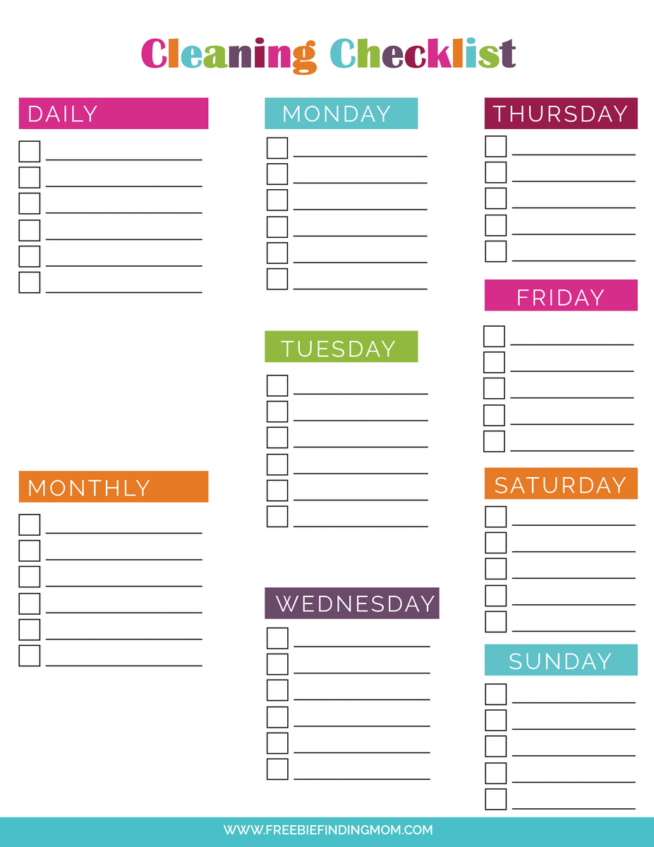 Home Daily, Weekly, Monthly Cleaning Schedule (2 Versions) home-daily-weekly-monthly-cleaning-schedule-2-versions
