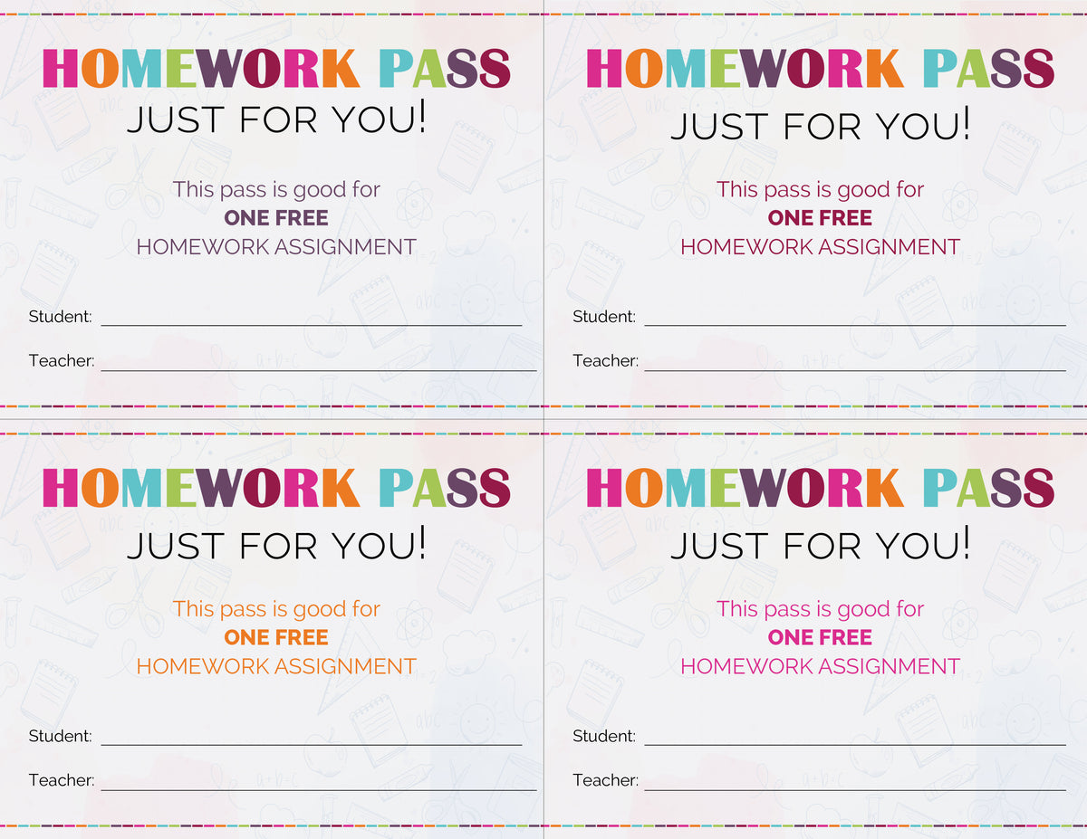 Free Printable Homework Pass free-printable-homework-pass