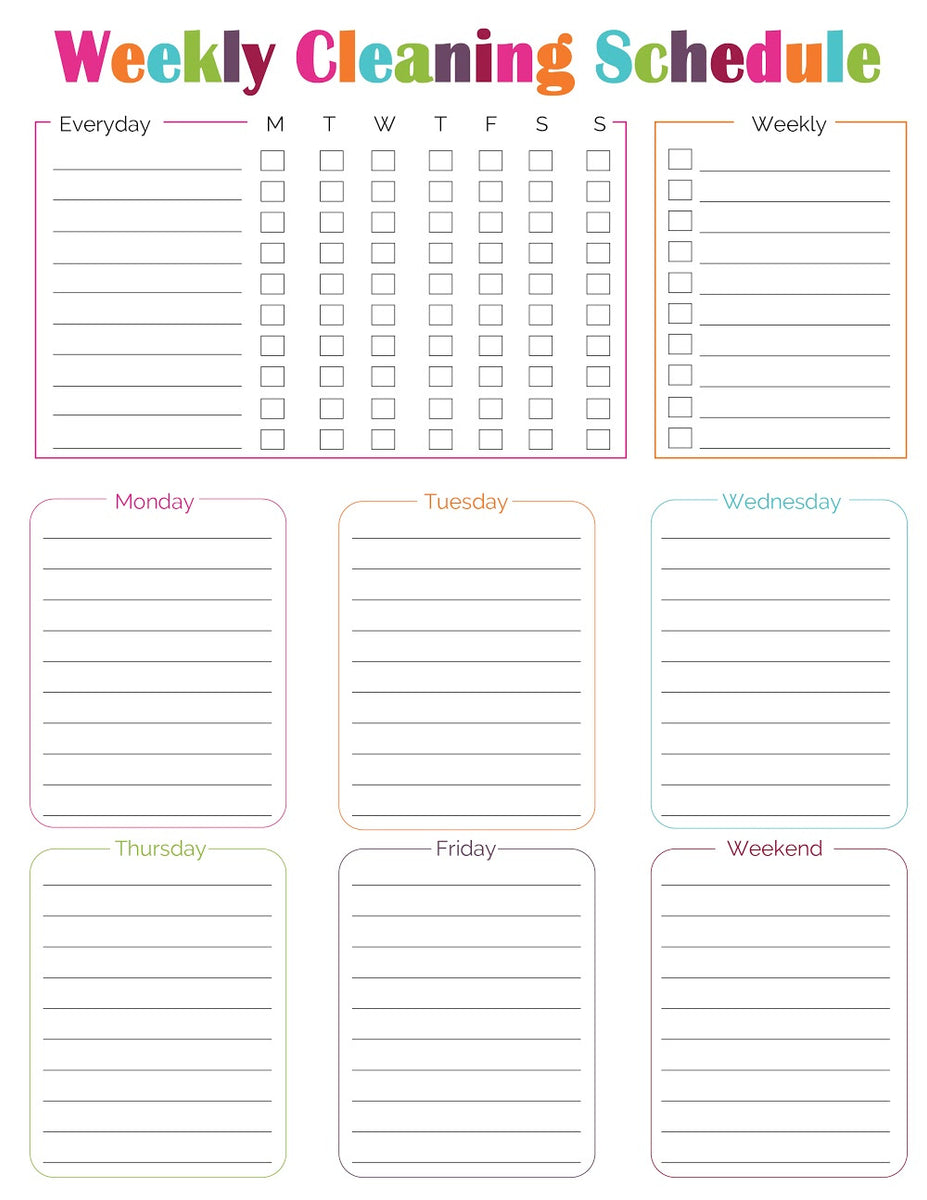 cleaning charts templates