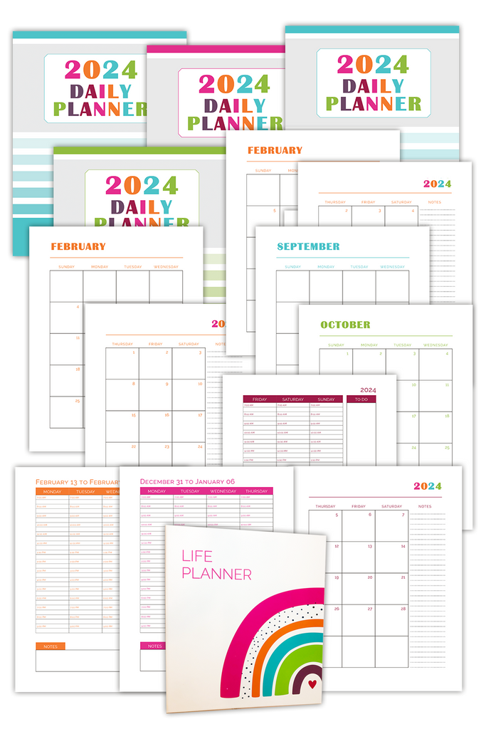 2024 Daily Planner Pages + Life Planner Binder