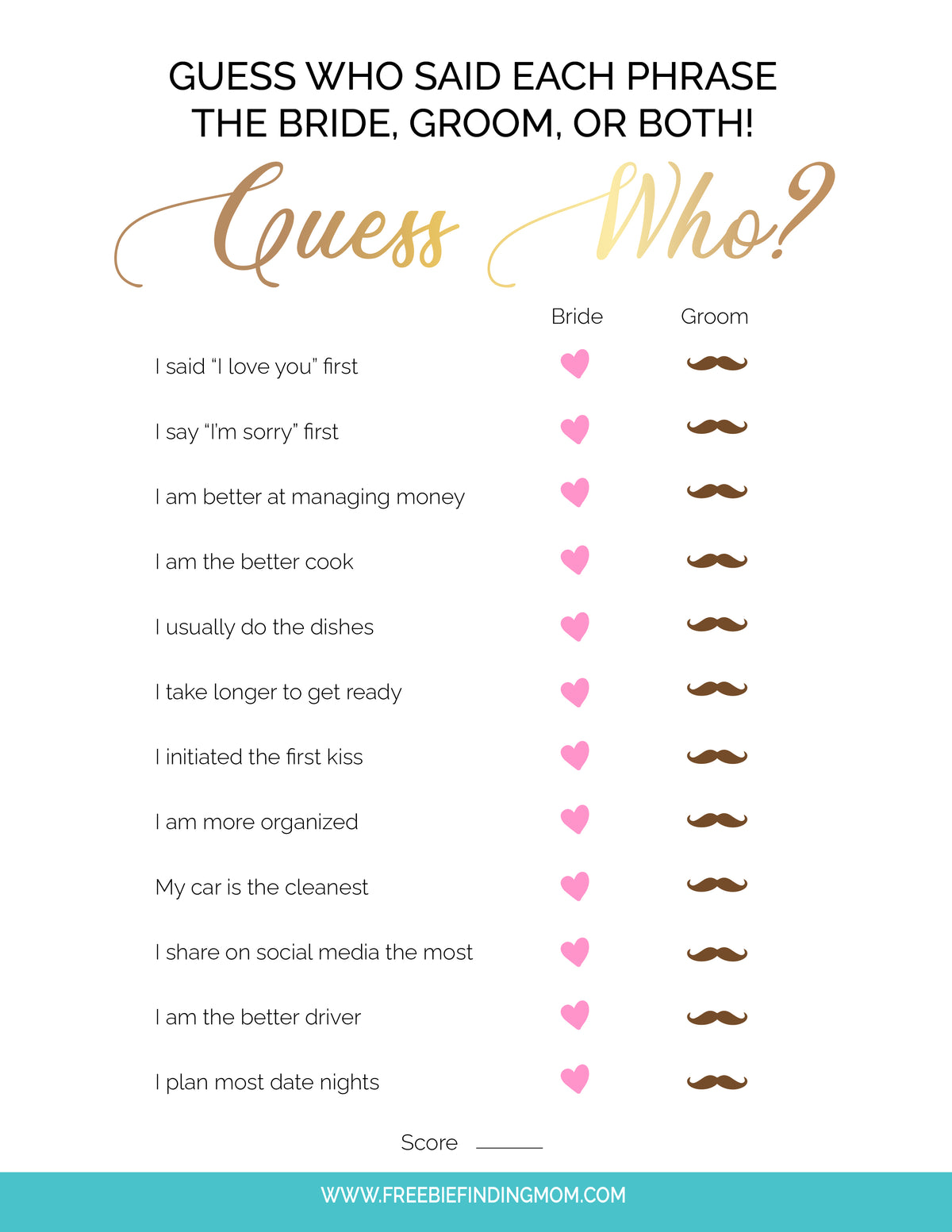 Bridal Shower Games (6 Games)