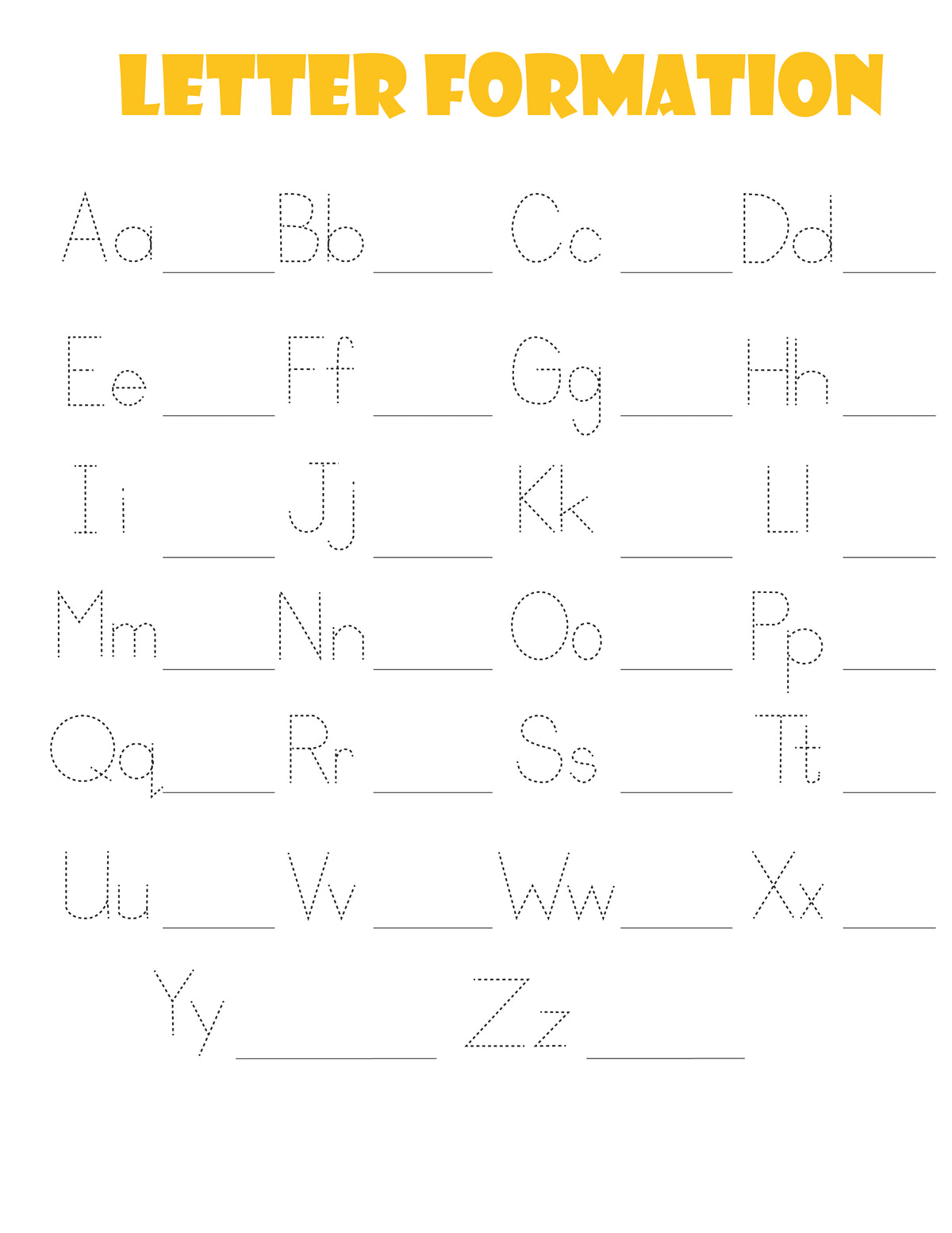 Printable beginner kindergarten alphabet