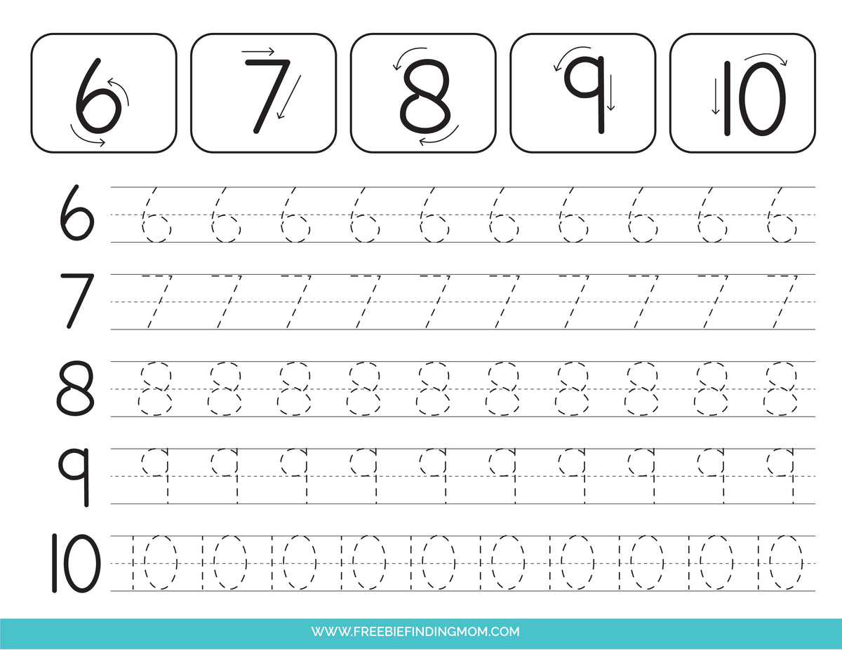 Tracing Numbers Worksheets (7 Pages)