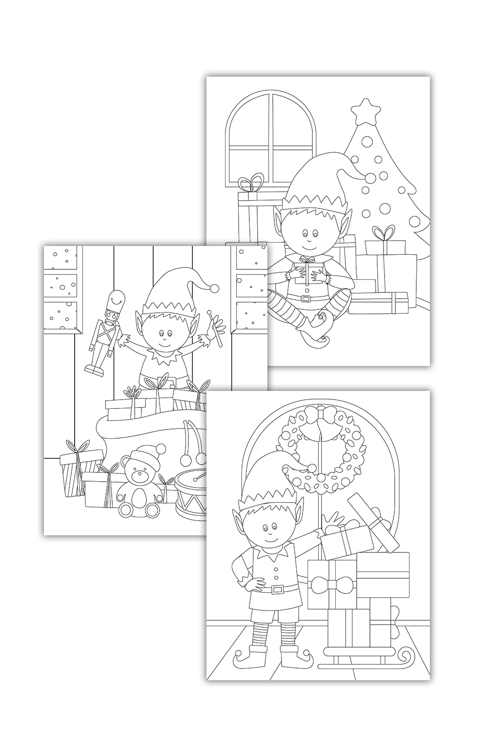 Elf Coloring Pages (3 Pages)