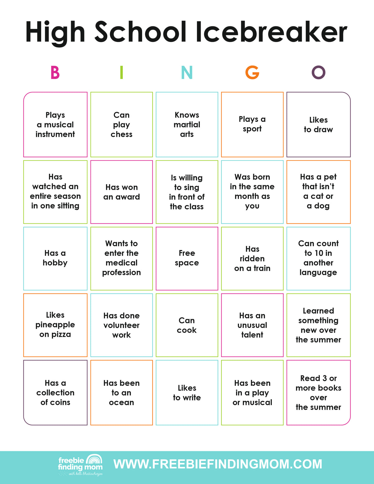 Icebreaker Bingo Cards (25 Cards)