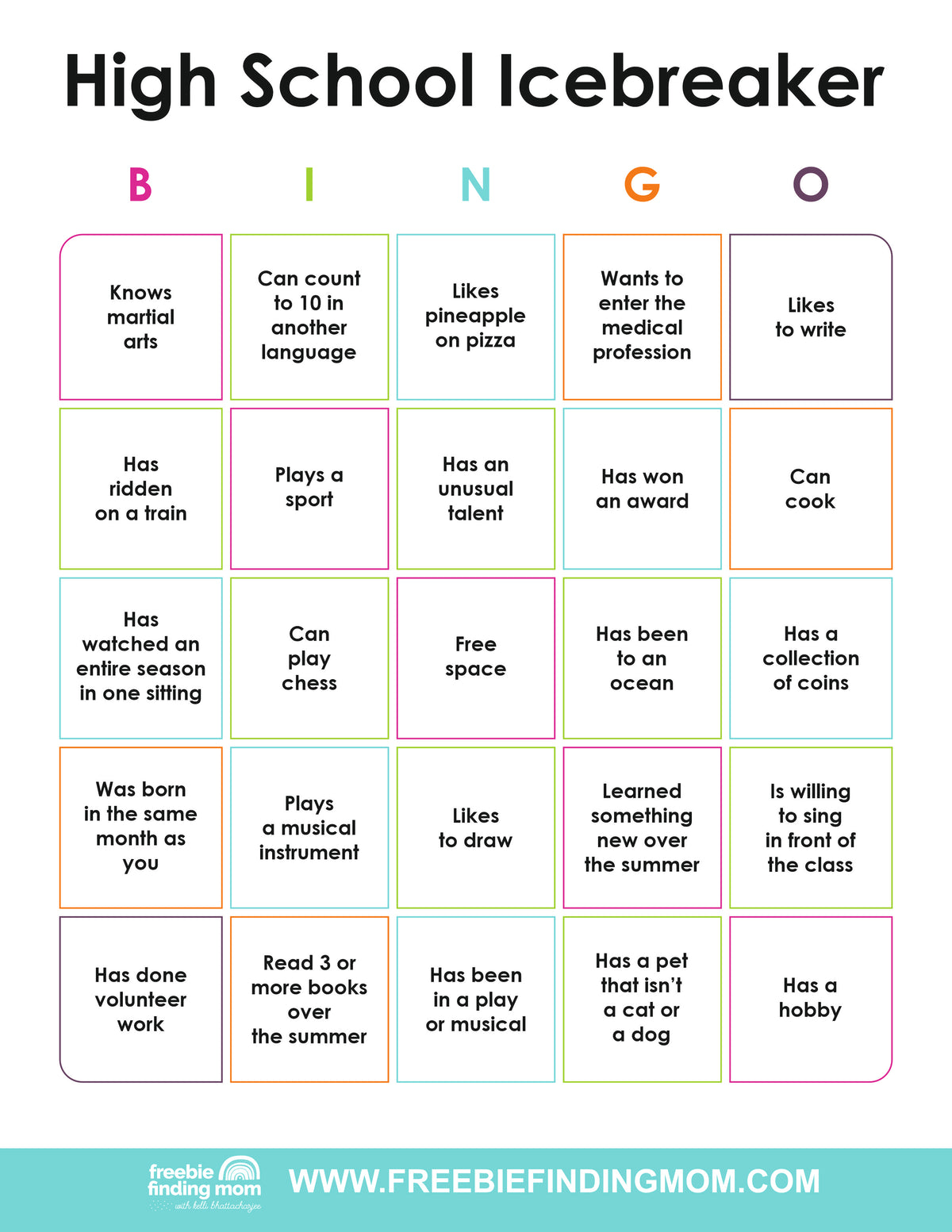 Icebreaker Bingo Cards (25 Cards)
