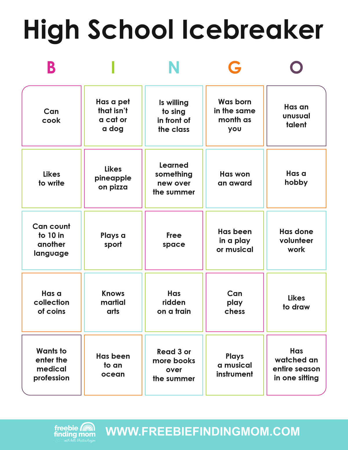 Icebreaker Bingo Cards (25 Cards)