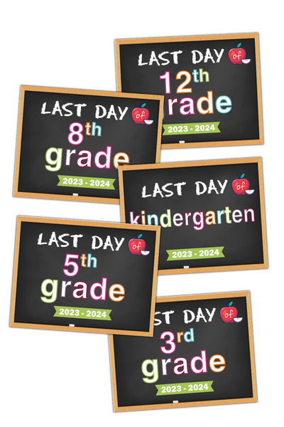 2023-2024 Last Day of School Signs (Chalkboard Style)