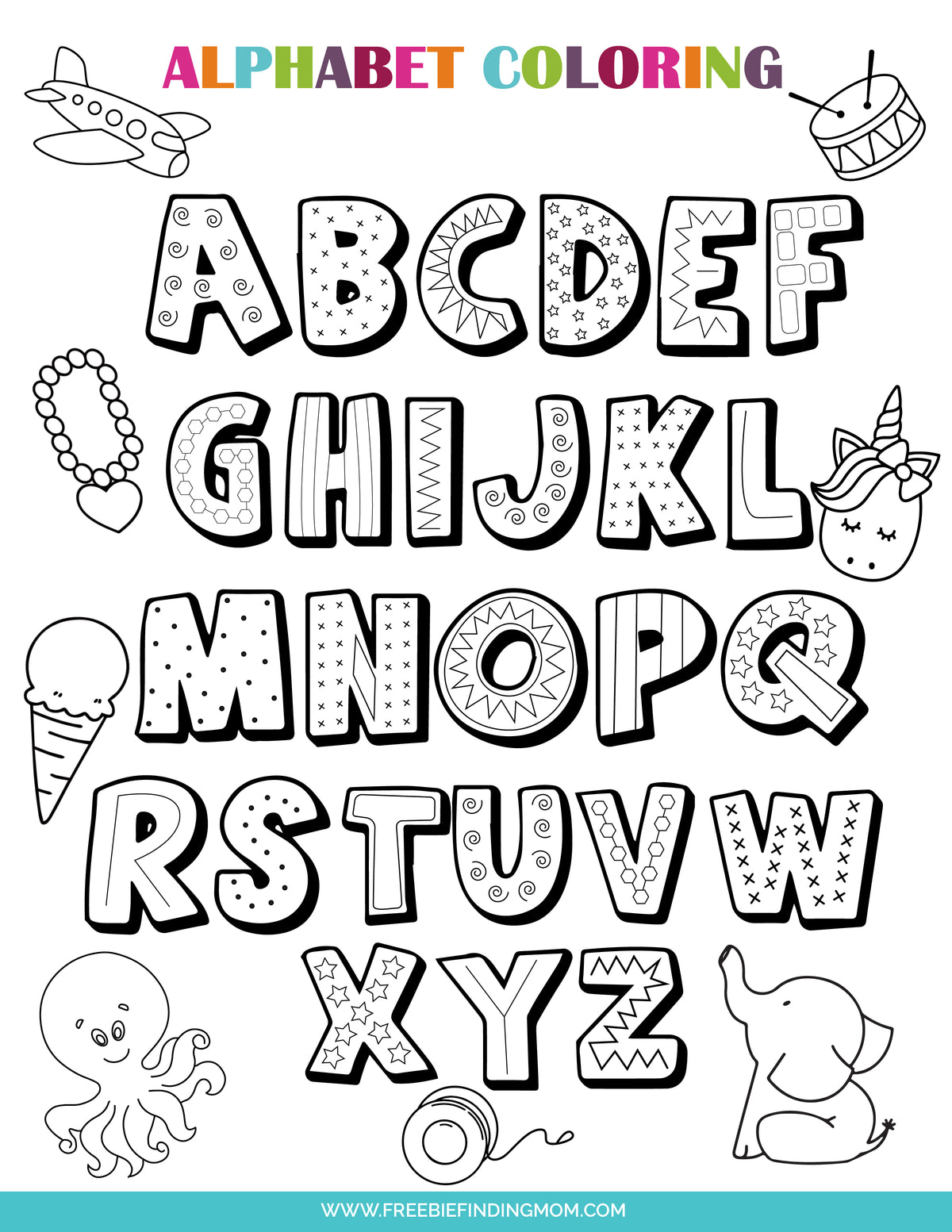 Letter Coloring Pages (3 Pages)