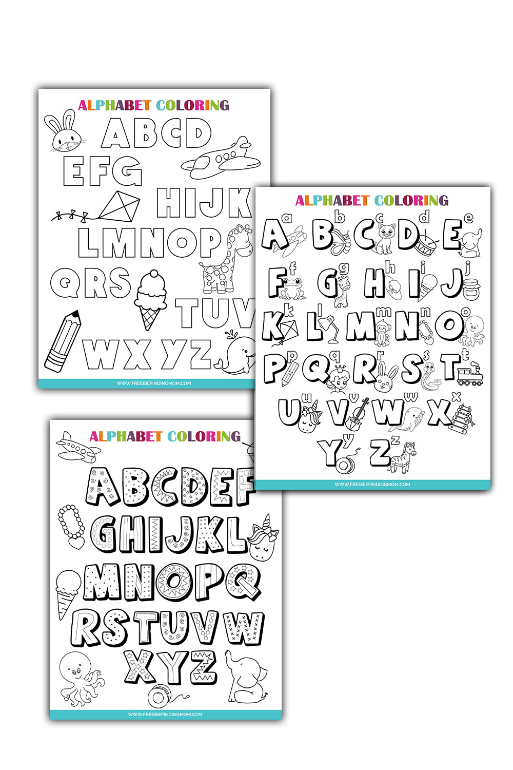 Letter Coloring Pages (3 Pages)