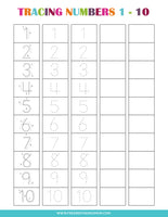 7 Tracing Numbers Worksheets