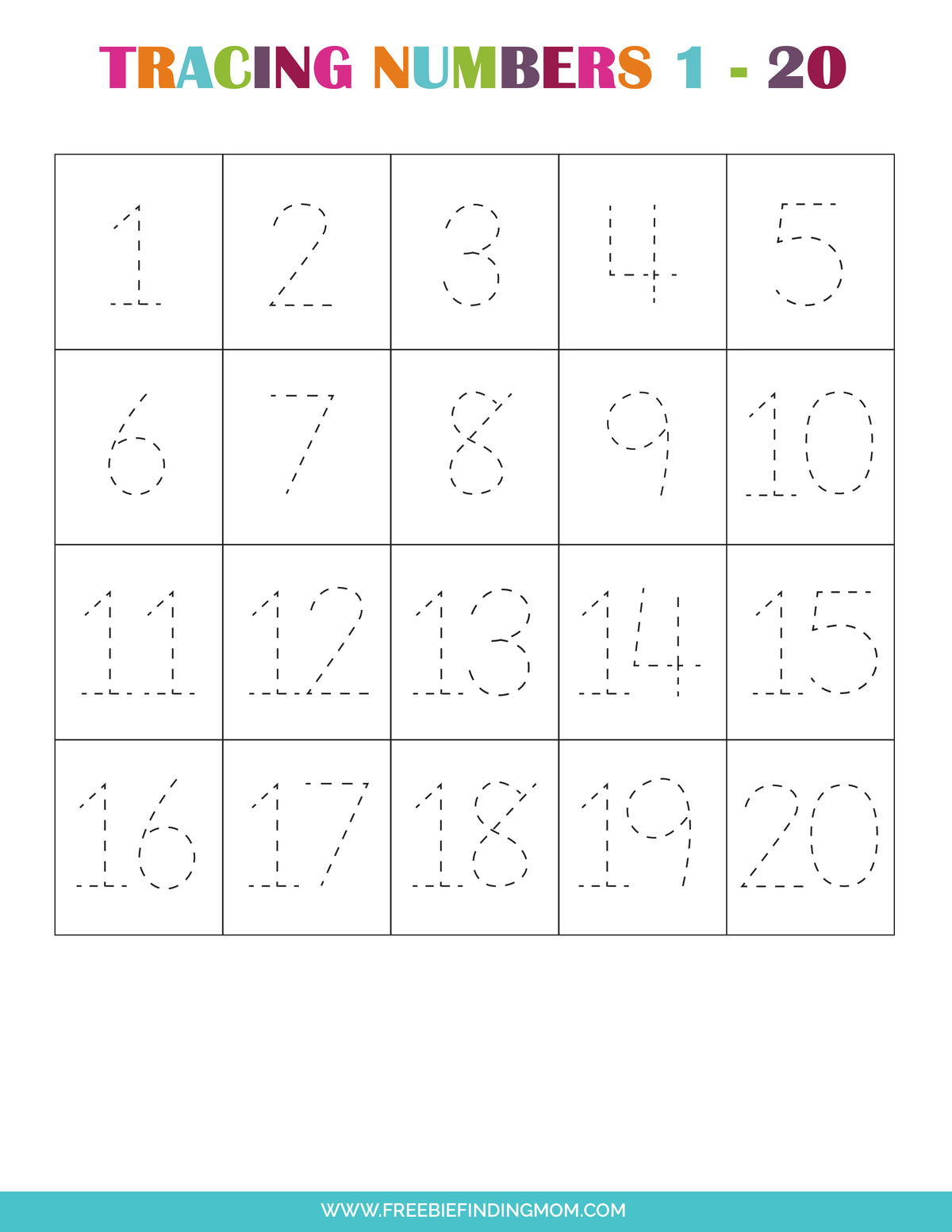 Tracing Numbers Worksheets (7 Pages)