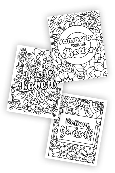 Inspirational Quote Coloring Pages (3 Pages)