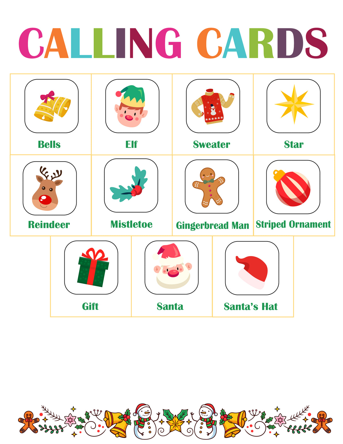 Christmas Bingo Game