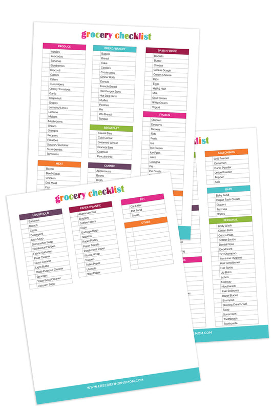 Grocery List (3 Pages)