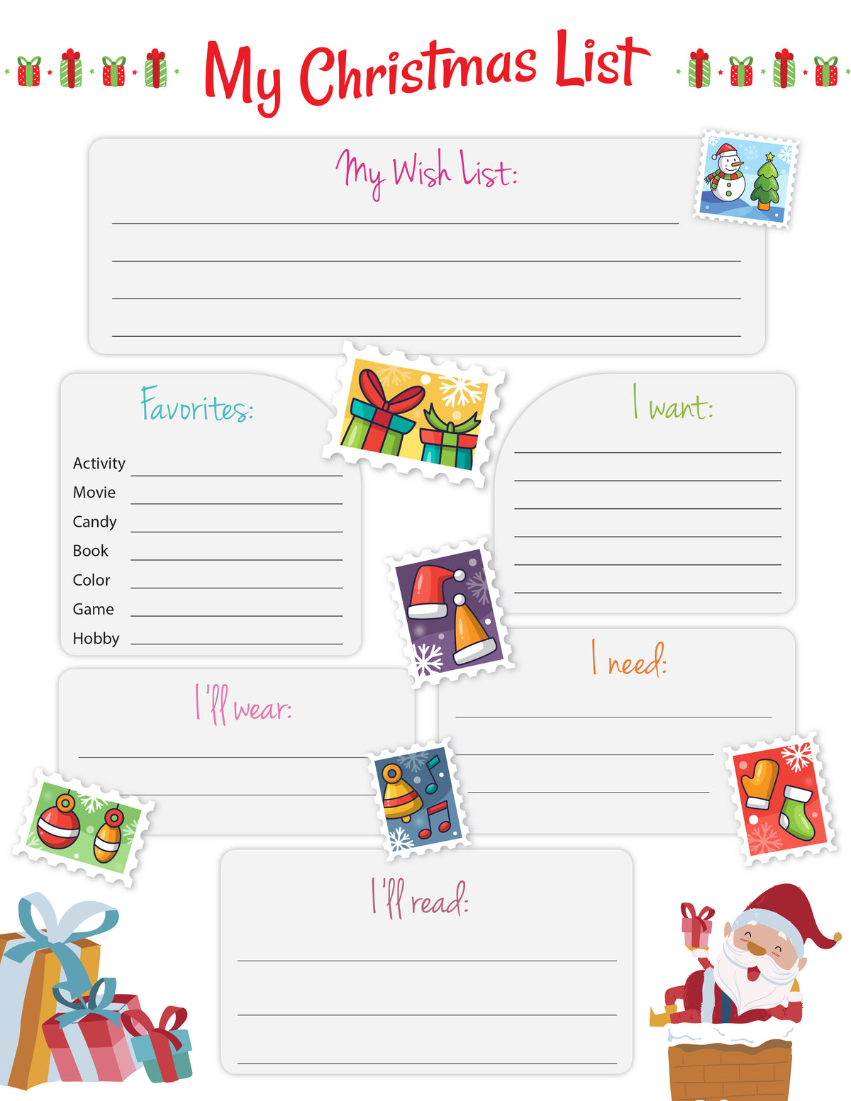 Christmas Lists Bundle (5 Pages)