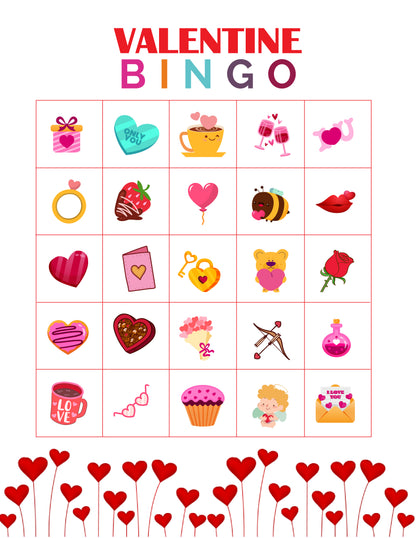 Valentine Bingo Game (10 Cards)