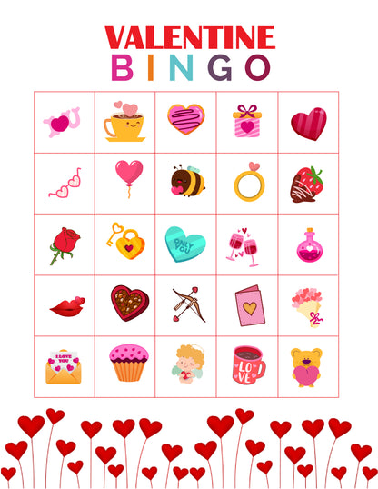 Valentine Bingo Game (10 Cards)