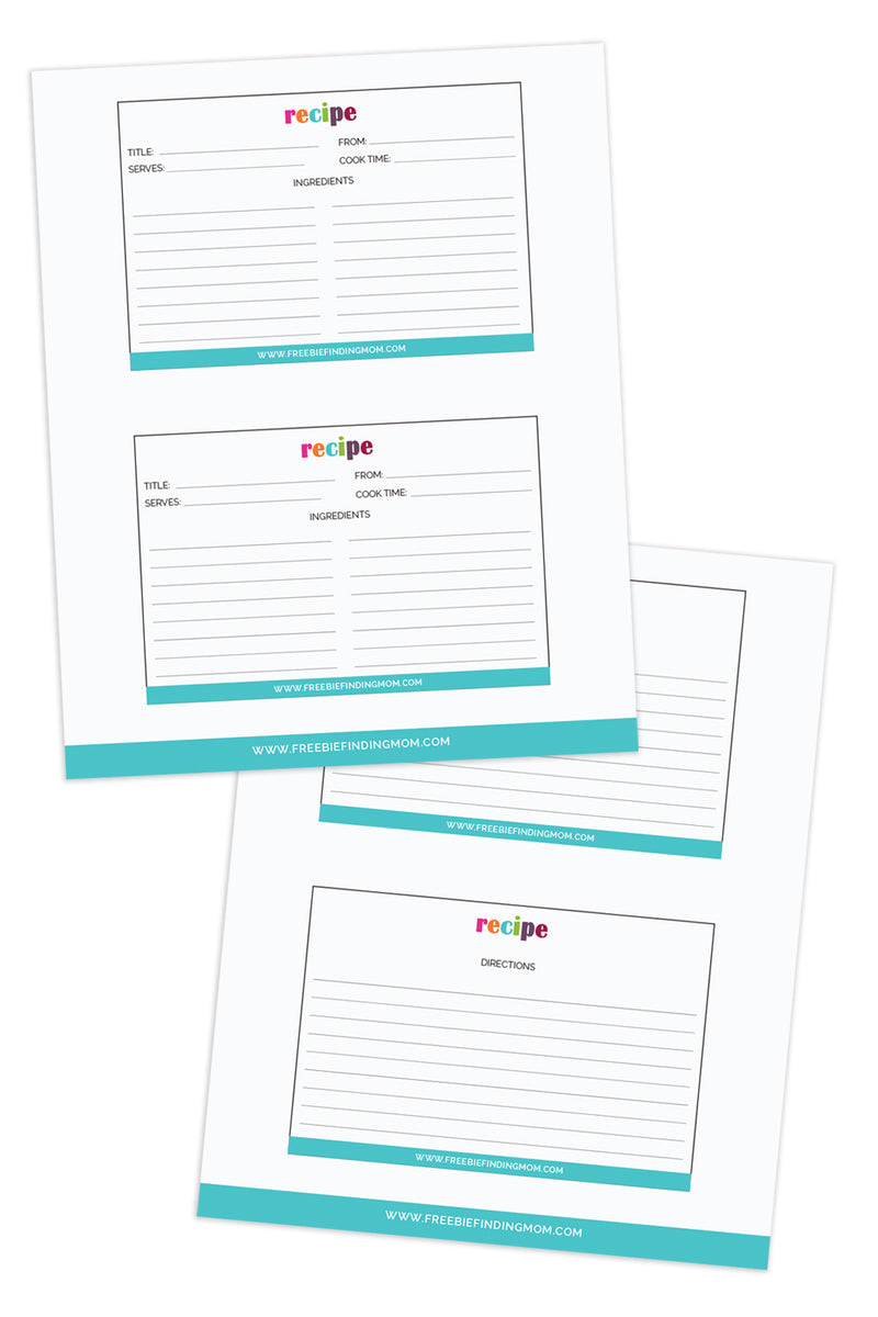 Free Printable Recipe Cards - Freebie Finding Mom