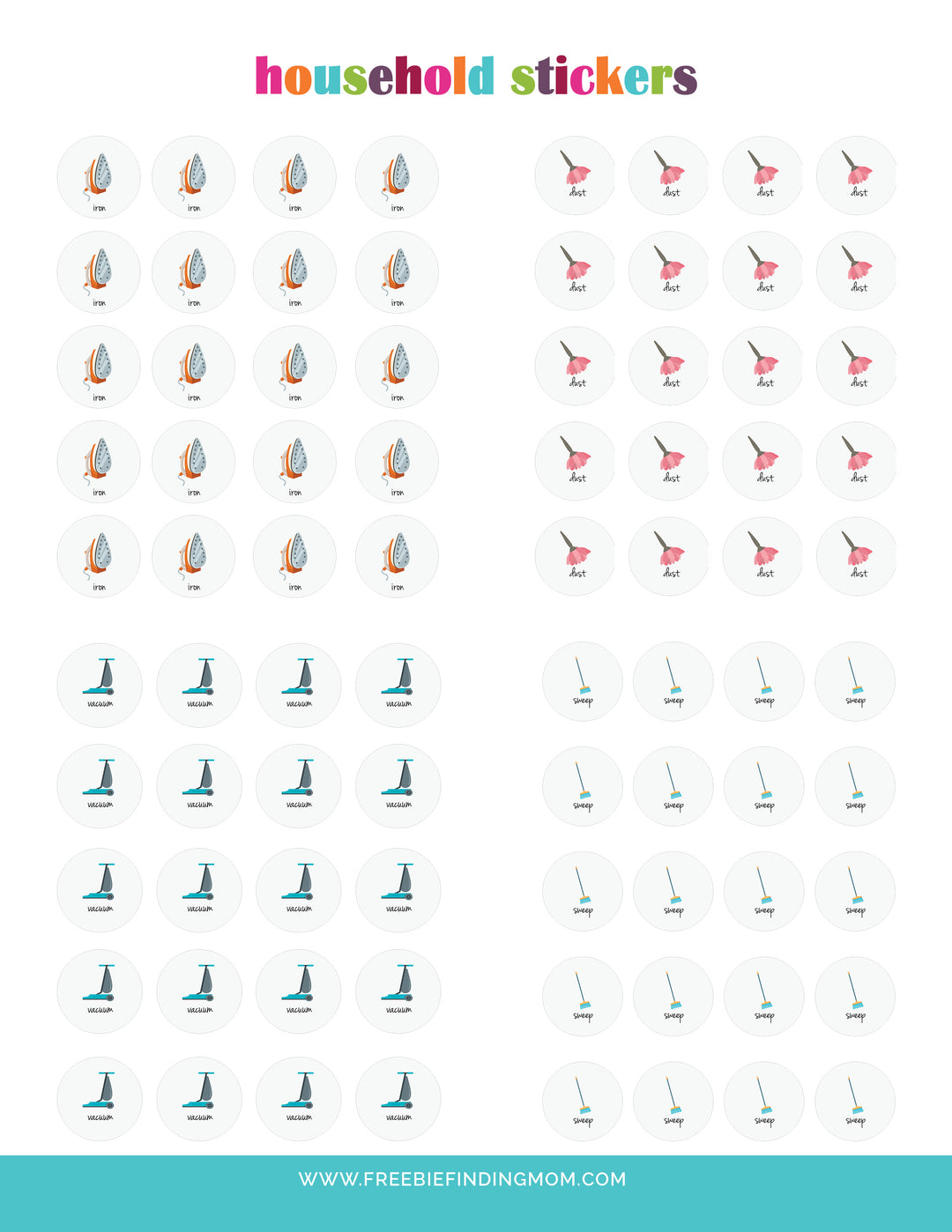 Cleaning Stickers for Planner Printable