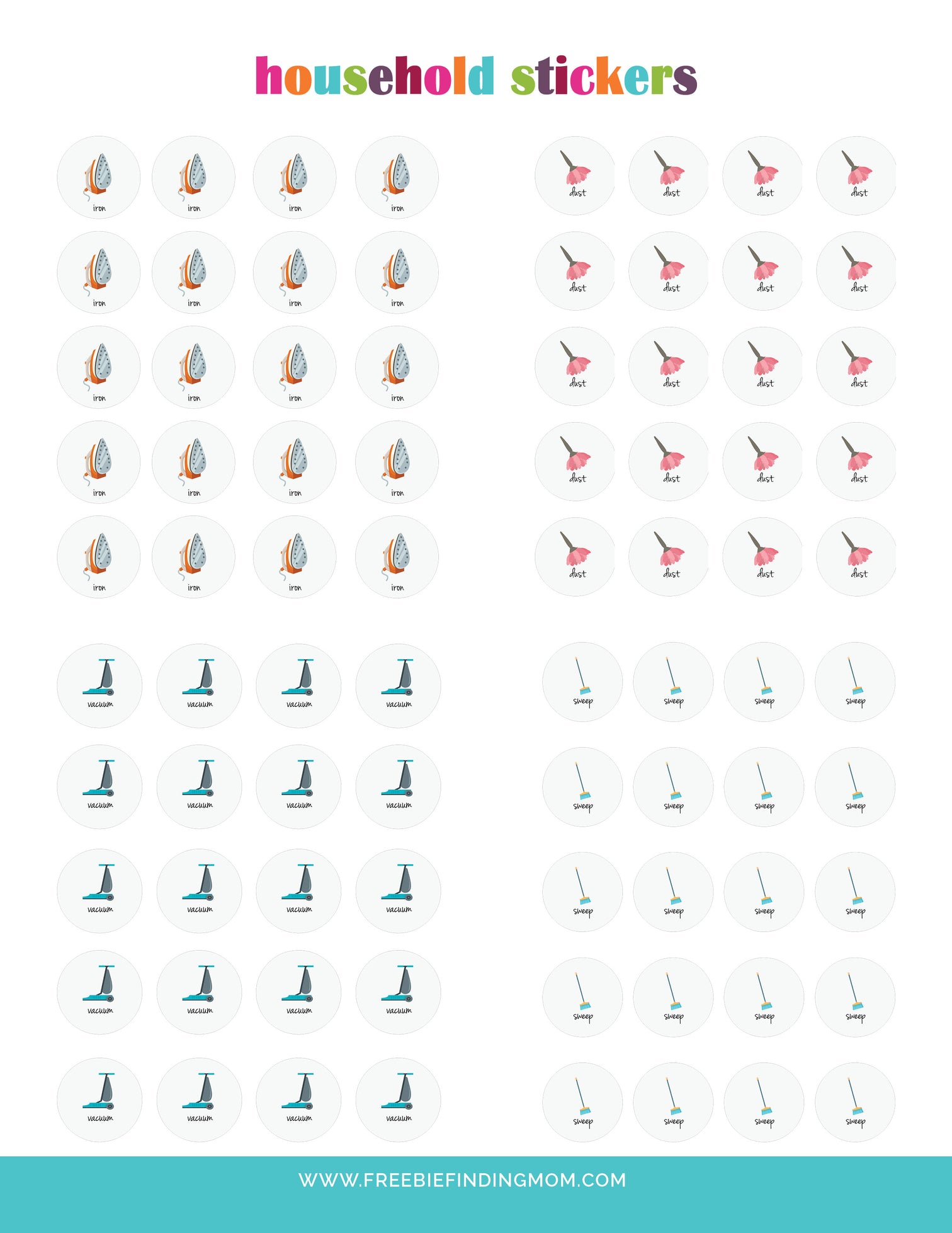 Cleaning Stickers for Planner Printable