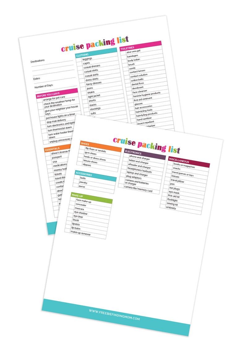 Free Printable Cruise Packing List (2 Pages) - Freebie Finding Mom