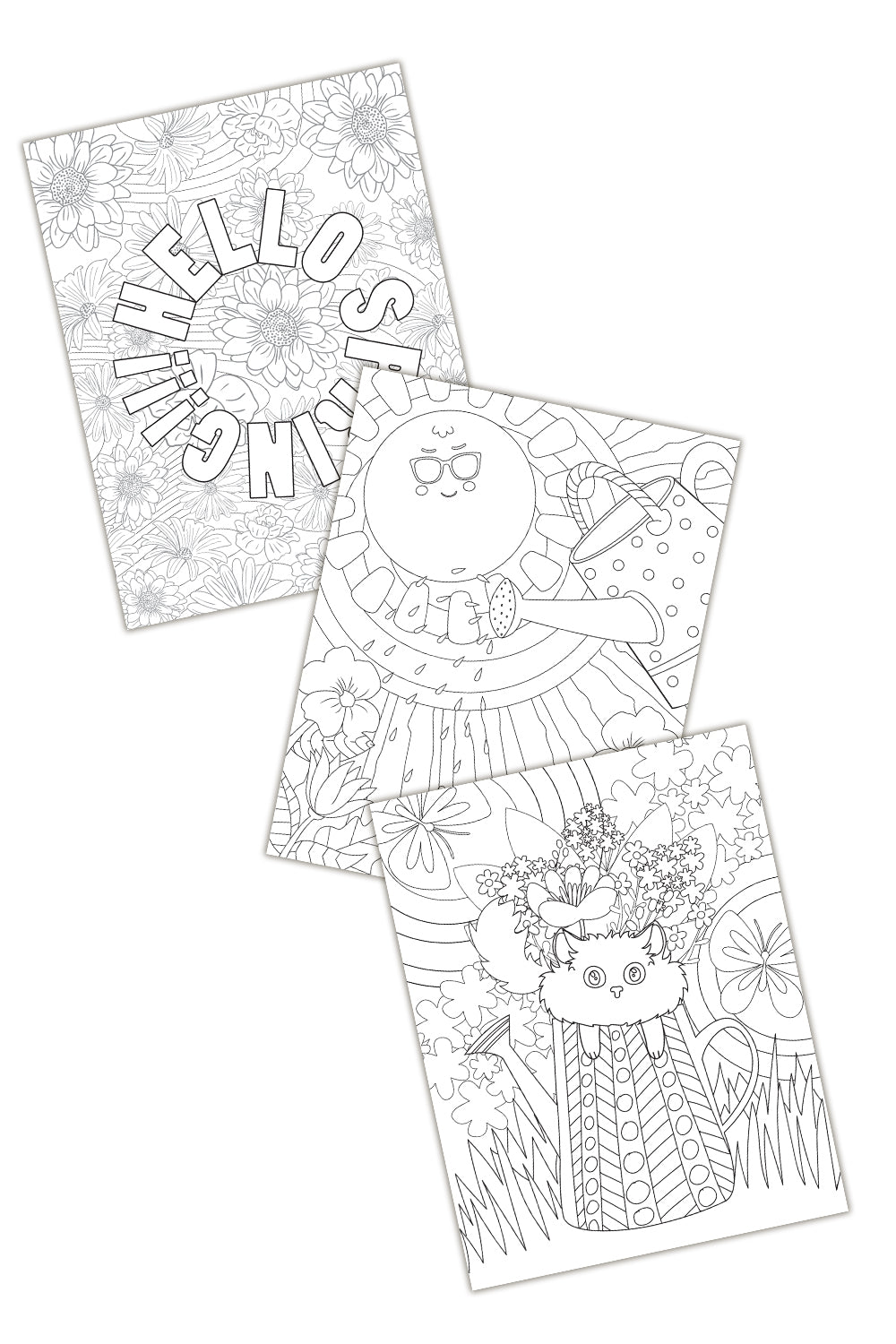 Spring Coloring Pages for Adults (3 Pages)