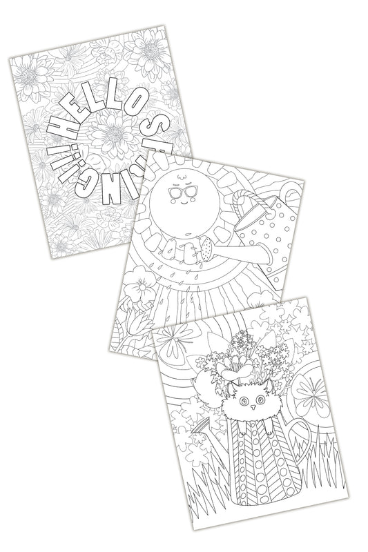 Spring Coloring Pages for Adults (3 Pages)