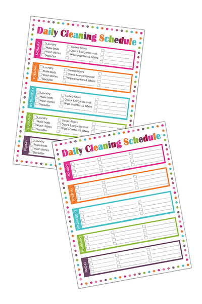 Daily Cleaning Schedule (2 Versions)