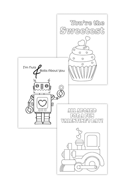 Valentine's Day Cards to Color (3 Cards)