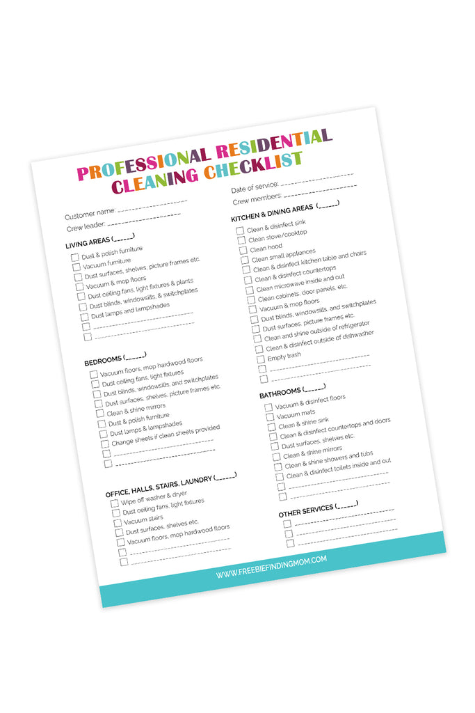 Professional House Cleaning Checklist