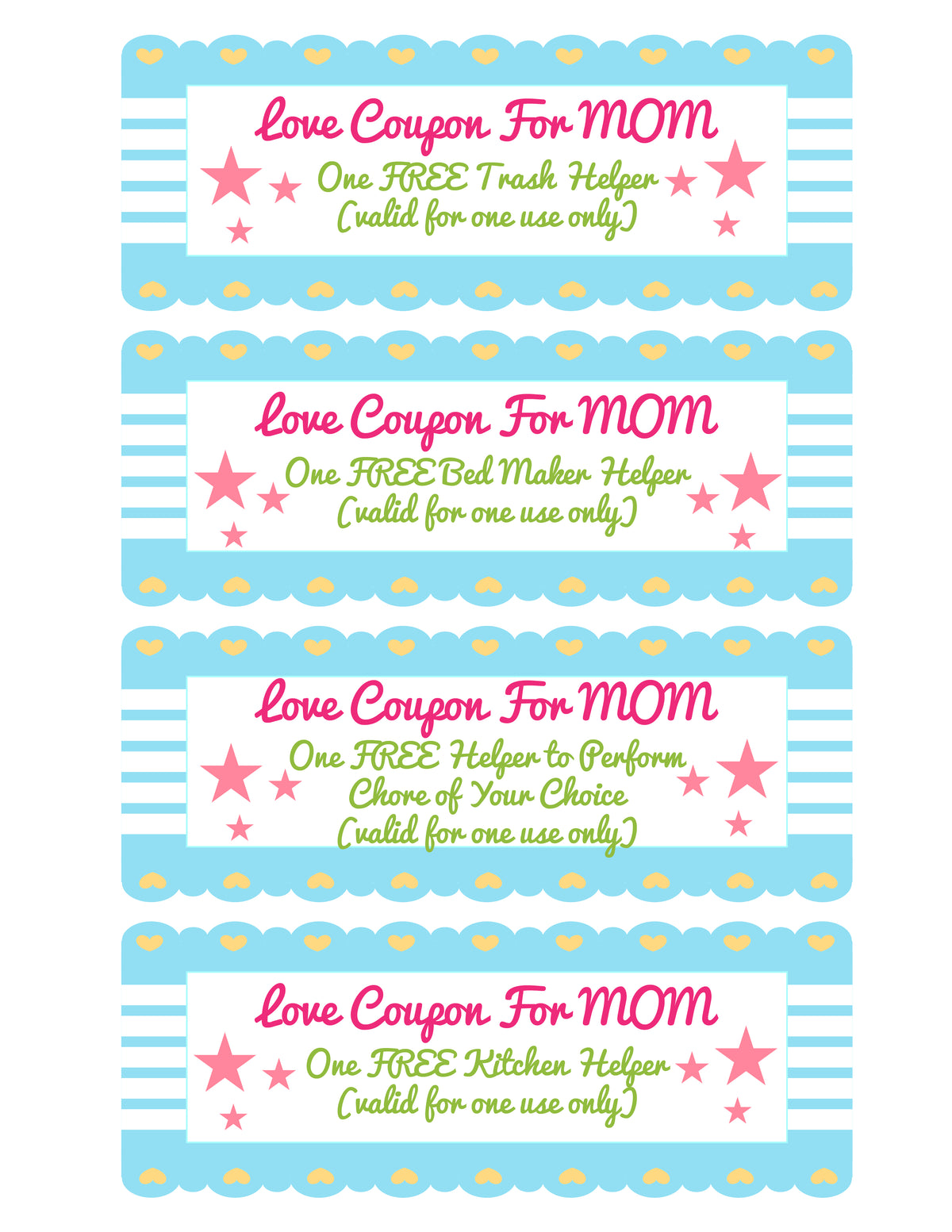 Homemade Coupon Book for Mom Template