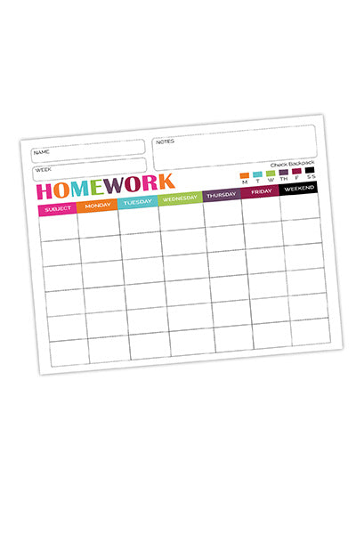 Homework Chart Template