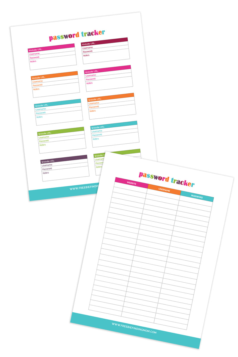 Free Password Keeper Printable (2 Pages) - Freebie Finding Mom
