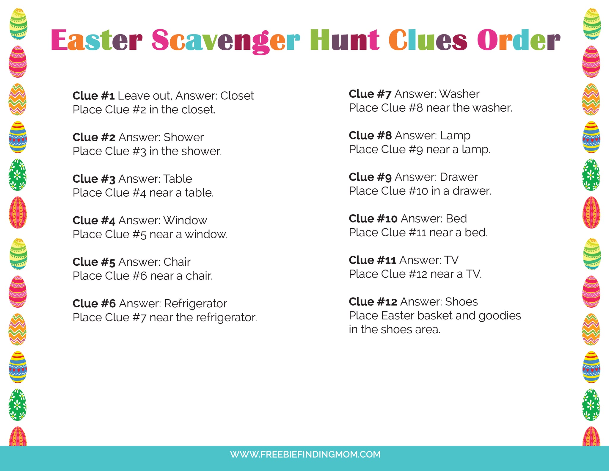 Easter Scavenger Hunt Clues (12 Puzzles) – Freebie Finding Mom