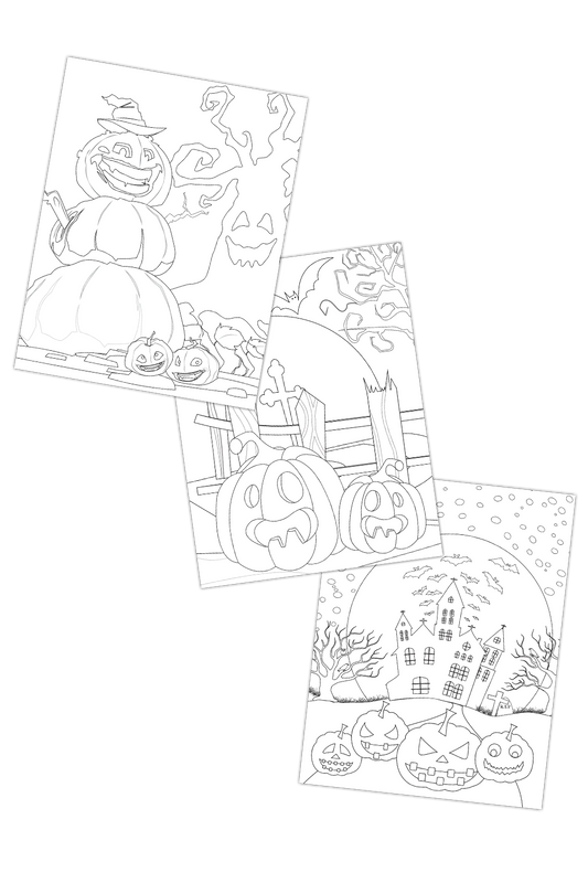 Halloween Coloring Pages for Adults (3 Pages)