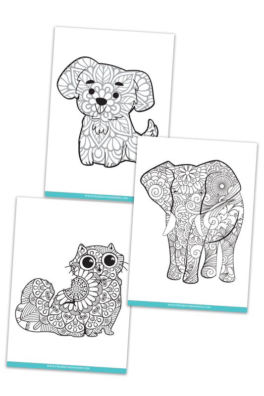 Animal Coloring Pages for Adults and Kids (3 Pages)