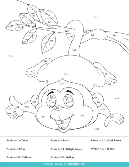 Multiplication Color By Number Worksheets (3 Pages)