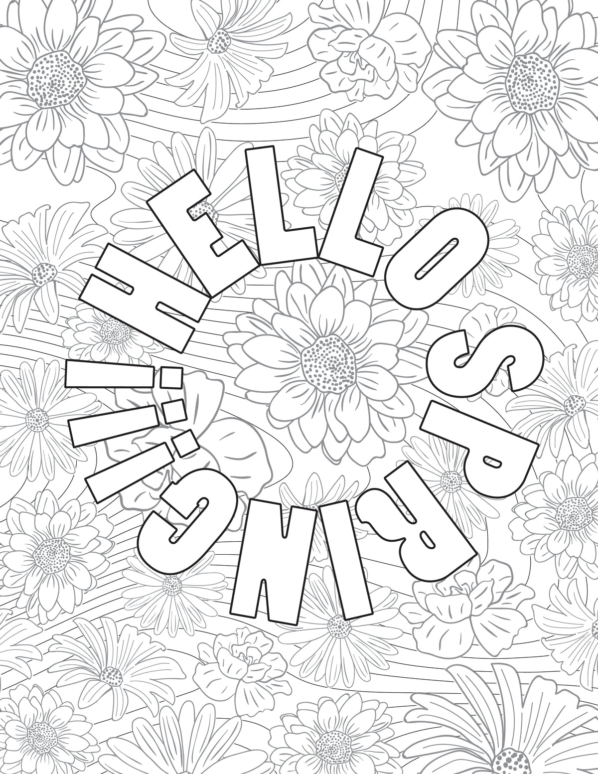 Spring Coloring Pages for Adults (3 Pages)