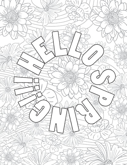 Spring Coloring Pages for Adults (3 Pages)