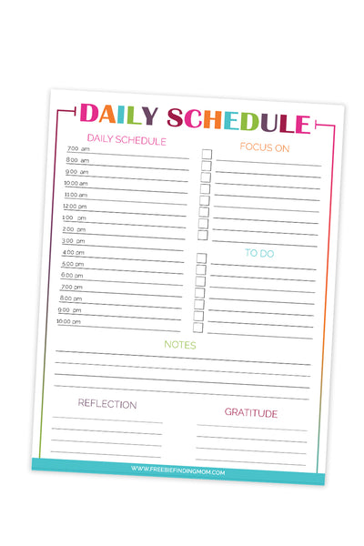 Printable Daily Time Schedule