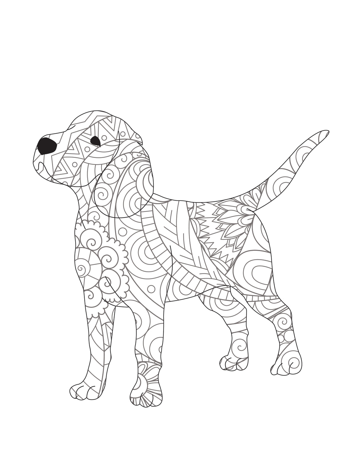 Dog Coloring Pages For Adults and Kids (3 Pages)