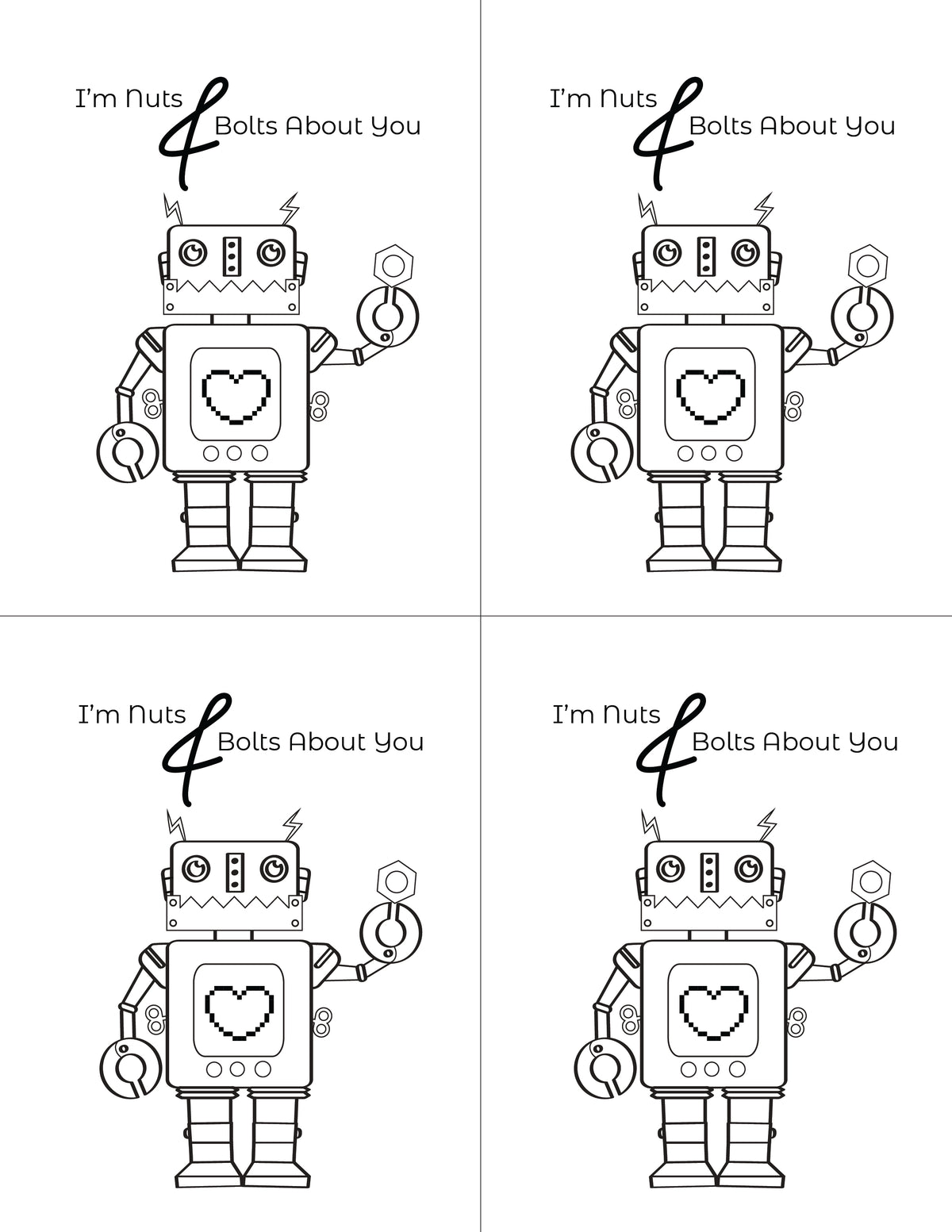 Valentine's Day Cards to Color (3 Cards)