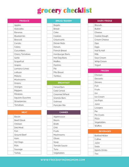 Grocery List (3 Pages)