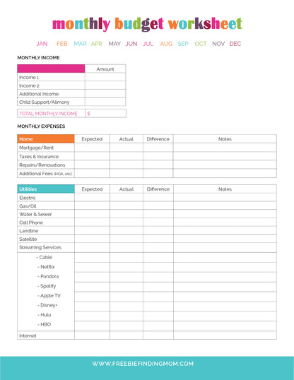 Monthly Budget Planner (4 Pages)