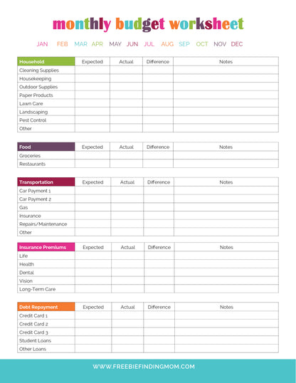 Monthly Budget Planner (4 Pages)