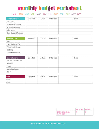 Monthly Budget Planner (4 Pages)