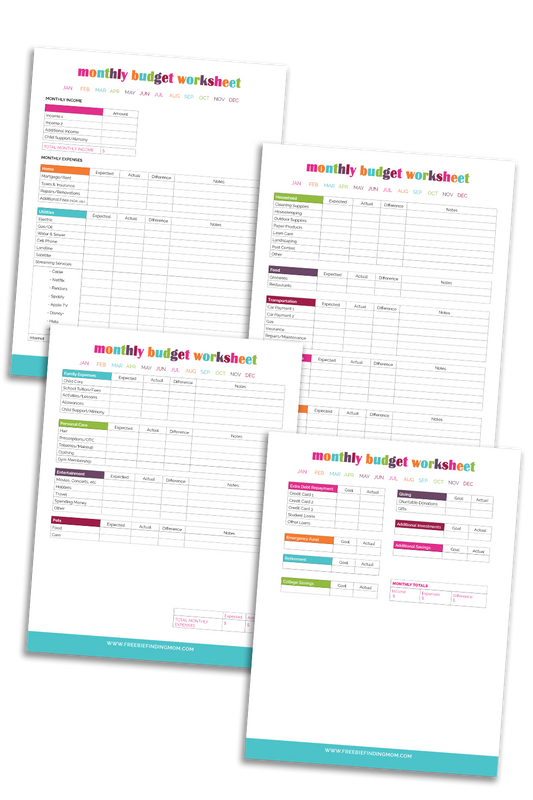Monthly Budget Planner (4 Pages)