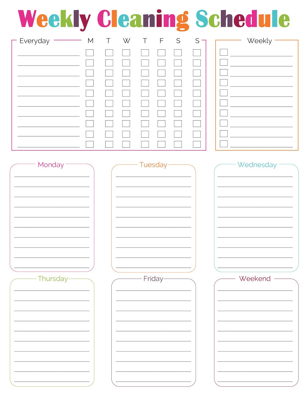 Weekly Cleaning Schedule (2 Designs)